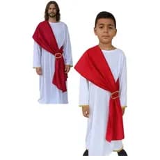 Fantasia de jesus, veste de jesus com Véu e fivela do infantil até plus size