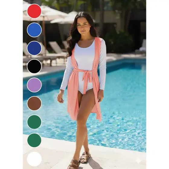 Saida de praia adulto feminino, saida de banho luxo, saida de praia curta, saida de praia simples