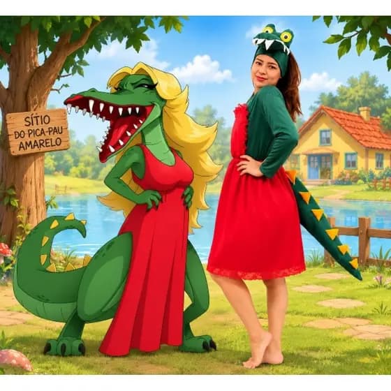 Fantasia da Cuca Adulto e Infantil, Fantasia do Sítio do Pica Pau Amarelo, Fantasia Folclórica, Folclore Brasileiro