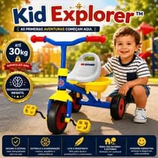 Triciclo Infantil Azul Veiculo Crianças Conforto Segurança Passeio Divertido