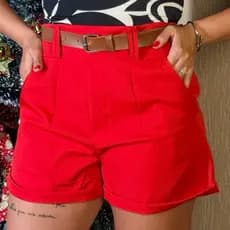 short feminino cintura alta social promoção