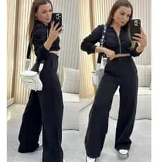calça pantalona alfaiataria com bolso moderna e elegante preta
