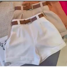 short alfaiataria premium cintura alta barra virada com cinto