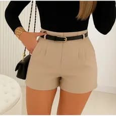 short Feminino alfaiataria  com bolso elegante sem cinto