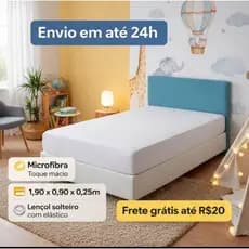 Lençol Solteiro com Elástico Branco Avulso Microfibra 1,90m x 0,90cm x 0,25cm Lençol Avulso