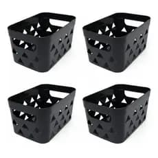 Kit 4 Cestos Plástico Organizador Multiuso Casa 1,8l - Preto Envio Imediato