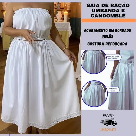 SAIA PARA UMBANDA E CANDOMBLÉ ROUPA DE RAÇÃO TECIDO MICROFIBRA ROUPA DE SANTO