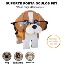 Porta Óculos Pet Cachorrinho Suporte De Mesa Várias Raças Personalizável Decoração Criativa Geek