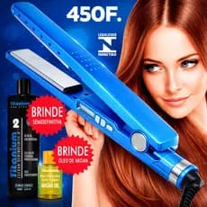 Prancha Chapinha Nano Titanium Profissiona Original 450F + Definitiva Titanium Liss + Argan