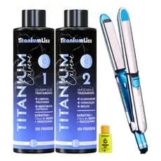 Prancha Chapinha Profissional Nano Titanium 465°F + Progressiva Titanium Liss Original Alisa 100% Bivolt