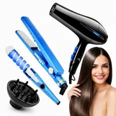 Kit Prancha Chapinha Nano Titanium Profissional  + Secador Profissional + Modelador de Cachos Spiral + Difusor