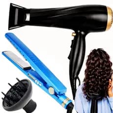 Kit Profissional Secador De Cabelos Titanium 2000W + Prancha Chapinha Nano Titanium 450F + Difusor de Cachos