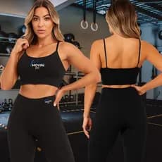 Conjunto de Academia Feminino Fitness Calça Legging Zero Transparência com Cintura Alta