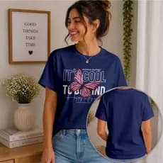 Camiseta Feminina Borboleta It's Cool To Be Kind 100% Algodão Estampada Casual Manga Curta Aesthetic Premium