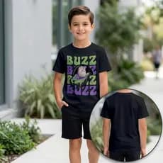 Camiseta Infantil Buzz Lightyear Toy Story 100% Algodão Menino Estampada Casual Manga Curta