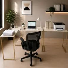 Escrivaninha em L Com Mesa Lateral Assistente Para Escritório