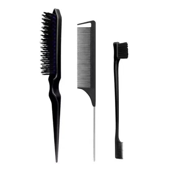 Conjunto De Escova De Cabelo 3 Peças Com Pente De Cauda De Mouse-Adição Perfeita À Rotina De Cuidados O-LQ
