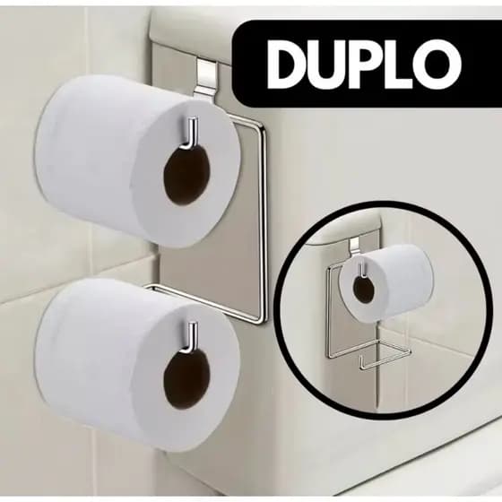Suporte Porta Papel Higiênico Duplo Banheiro Para Caixa Acoplada Para Dois Rolos