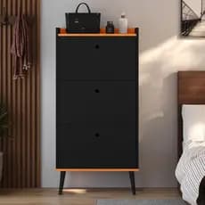 Sapateira Vertical 3 Portas Retrô com Pés Quarto Organizadora Dark - Cores
