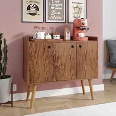 Aparador Buffet 3 Portas Prateleiras Cantinho do Café / Sala de Estar Decorativo Wood Prime