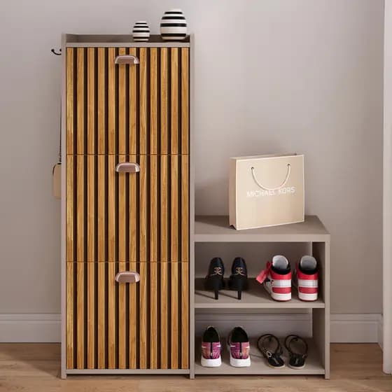 Sapateira Organizadora com Banco 3 Portas Basculantes Hall de Entrada / Quarto Closet Sala Lua