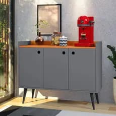 Aparador Buffet Cantinho do Café / Sala de Estar 3 Portas Retrô Barzinho Wood New - Cores