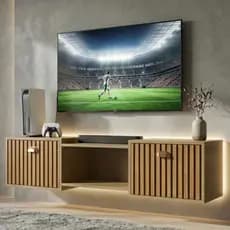 Rack Suspenso 1,20 Home Shop com 2 Portas e Nicho Painel Decorativo Moderno Minimalista