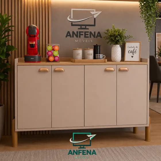 Buffet Aparador Cantinho do Café 4 Portas Retrô Cozinha Balcão Verona - Cores