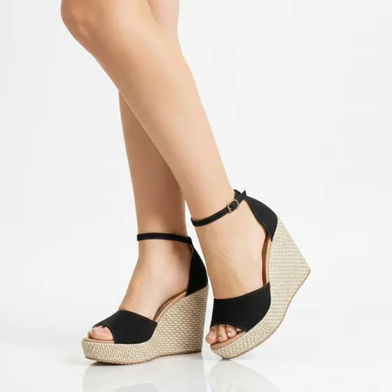 Sandália Anabela Fantine Feminina Plataforma Mega Alta 10cm Minimalista - Conforto Premium - Ref D-S4