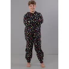 Pijama Masculino Macacão Soft Juvenil Inverno Longo Estampado Menino