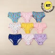 Kit Calcinhas Infantil Menina 100% Algodão Confortável Atacado Estampadas Sortidas P ao GG Criança