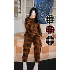 Pijama micro soft fleece adulto feminino manga longa para frio