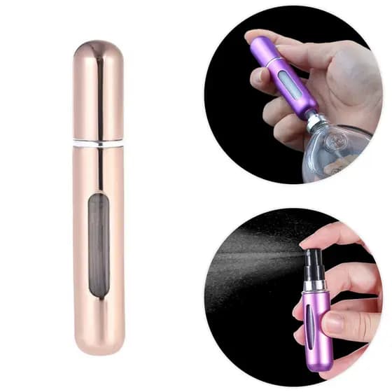 Mini Frasco Porta Perfume Recarregavel Bolsa Viagem 8ml Cor:Rose Metálico