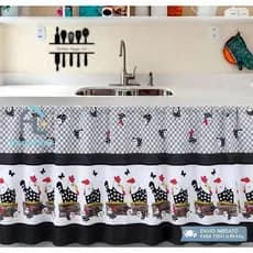 Cortina De Pia Cozinha Tamanho 140cm Tecido Oxford - Decoração Para Casa