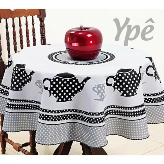 Toalha De Mesa Redonda Estampada Cozinha 140 x 140 CM