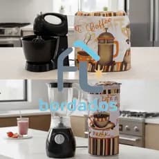 kit com 2 peças Capa Para Batedeira + Capa para Liquidificador Estampado - Casa e Decoração Cozinha