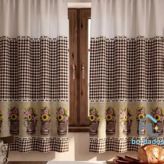 Cortina De Cozinha Para Vitro casa e decoração 200cm X 130cm - Bule