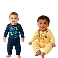 Kit 2 conjunto Body menino manga longa com calça 100% algodão do P ao GG