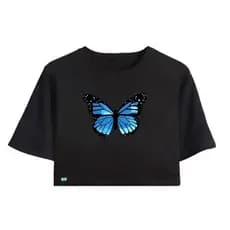 Cropped Borboleta Linda Envio Rápido Blusinha Feminina Manga Curta Oferta Lançamentos Top