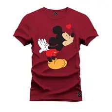 Camiseta Tshirt Confortável Camisa Manga Curta Premium Estampada Mickey Beijinho