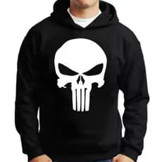 MOLETOM JUSTICEIIRO CAVEIRA BLUSA DE FRIO MOLETON DE ALGODÃO