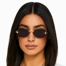Óculos de Sol Oval Luxo Fendl Blogueira Hype Feminino– Lente Proteção UV400, Estilo Fashion Vintage