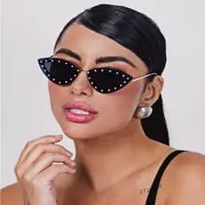 Óculos De Sol Moda Gatinho Sem Moldura com diamantes blogueira influencer novela beleza rara Lola