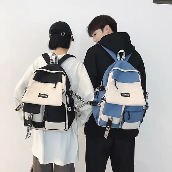 Mochila Escolar Feminina Versão Coreana Junior High School Estudante Masculina Rua Tendência Grande Capacidade