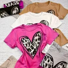 Blusinha M ao  G1 Coração Tshirt Viscolycra Blusa Feminina