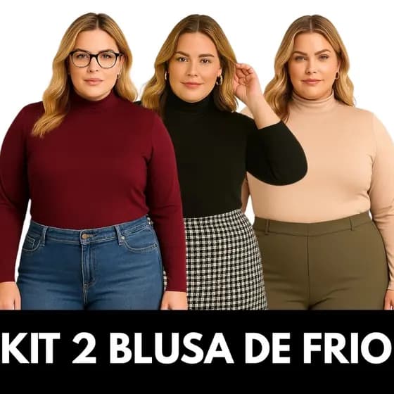 Kit 2 Blusa De Frio Feminina Cacharrel Gola Alta GG e G