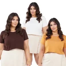 Cropped Blusinha Plus Size Moda Blogueira Liso