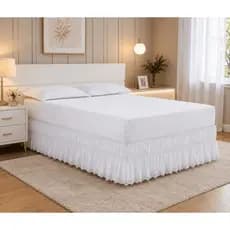 Saia Box Cama Babado e Renda Elástico Total Solteiro Casal Queen King