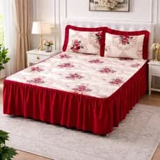 Colcha King Estampado Com Babado C/ 3 Pçs Cobre Leito King