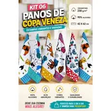 Kit 6 Panos de Prato Copa Cozinha 100% Algodão Absorvente Alta Qualidade